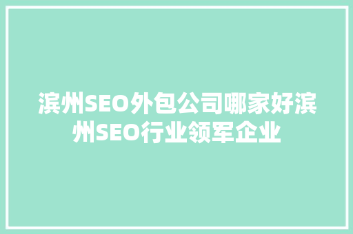 滨州SEO外包公司哪家好滨州SEO行业领军企业
