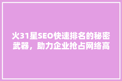 火31星SEO快速排名的秘密武器，助力企业抢占网络高地