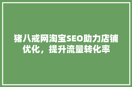 猪八戒网淘宝SEO助力店铺优化，提升流量转化率