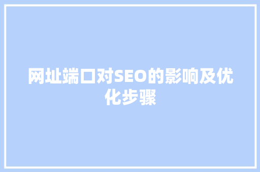 网址端口对SEO的影响及优化步骤