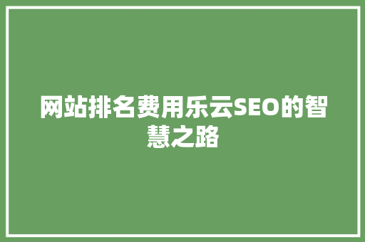 网站排名费用乐云SEO的智慧之路