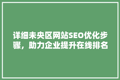 详细未央区网站SEO优化步骤，助力企业提升在线排名
