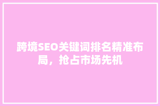 跨境SEO关键词排名精准布局，抢占市场先机
