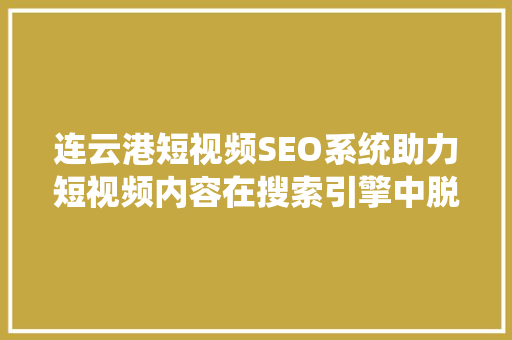连云港短视频SEO系统助力短视频内容在搜索引擎中脱颖而出