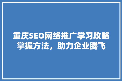 重庆SEO网络推广学习攻略掌握方法，助力企业腾飞