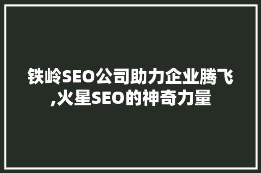 铁岭SEO公司助力企业腾飞,火星SEO的神奇力量