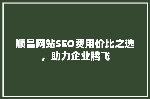 顺昌网站SEO费用价比之选，助力企业腾飞