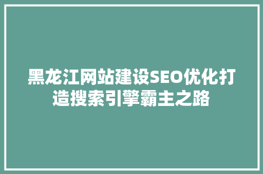 黑龙江网站建设SEO优化打造搜索引擎霸主之路
