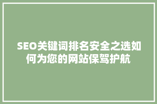 SEO关键词排名安全之选如何为您的网站保驾护航