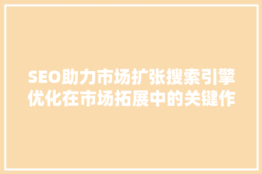 SEO助力市场扩张搜索引擎优化在市场拓展中的关键作用
