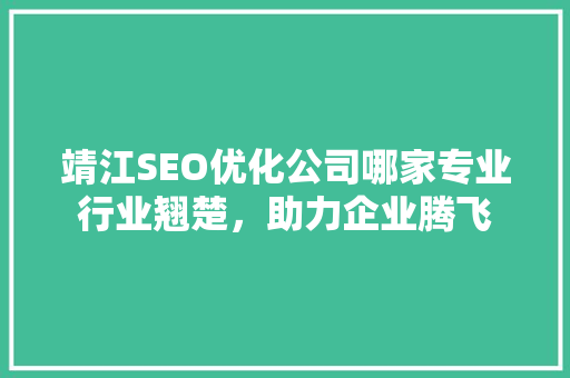 靖江SEO优化公司哪家专业行业翘楚，助力企业腾飞