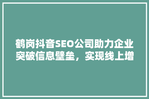 鹤岗抖音SEO公司助力企业突破信息壁垒，实现线上增长