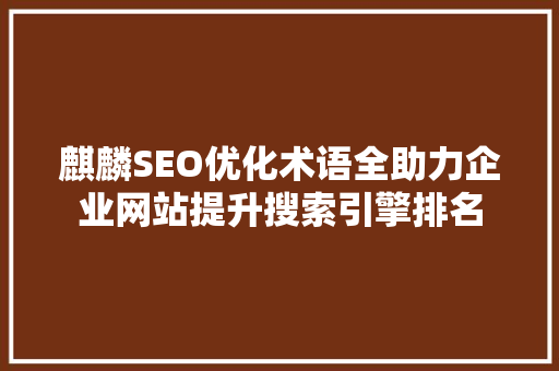 麒麟SEO优化术语全助力企业网站提升搜索引擎排名