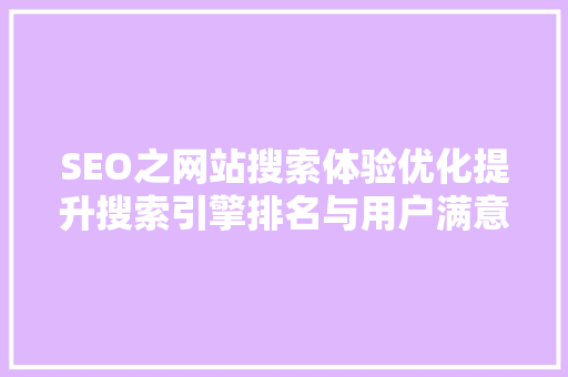 SEO之网站搜索体验优化提升搜索引擎排名与用户满意度的方法