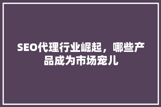 SEO代理行业崛起，哪些产品成为市场宠儿
