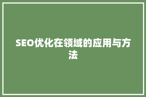 SEO优化在领域的应用与方法