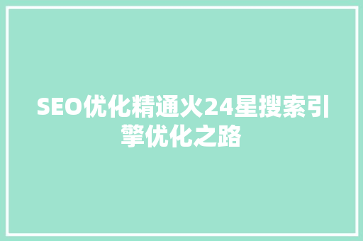 SEO优化精通火24星搜索引擎优化之路