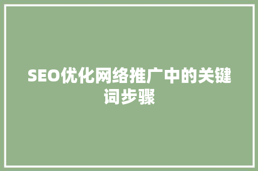 SEO优化网络推广中的关键词步骤