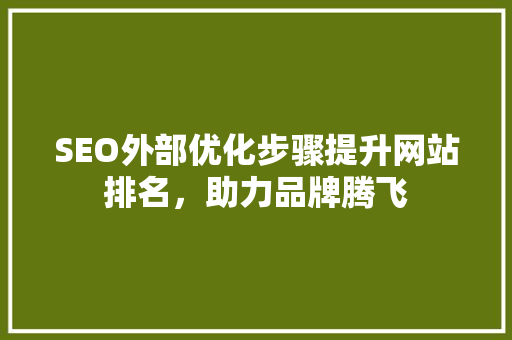 SEO外部优化步骤提升网站排名，助力品牌腾飞