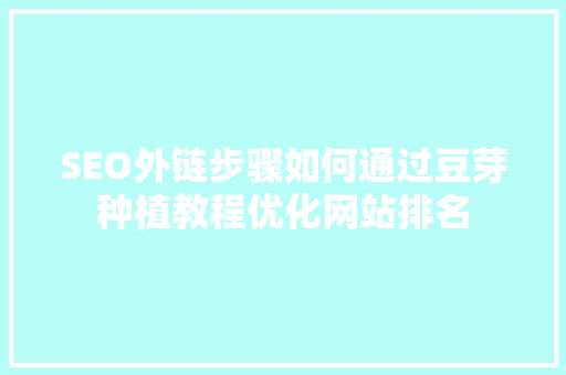 SEO外链步骤如何通过豆芽种植教程优化网站排名