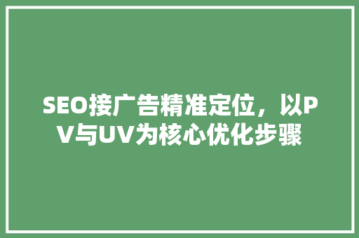 SEO接广告精准定位，以PV与UV为核心优化步骤