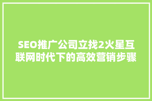 SEO推广公司立找2火星互联网时代下的高效营销步骤