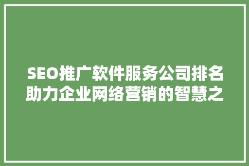 SEO推广软件服务公司排名助力企业网络营销的智慧之选  第1张