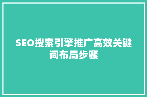 SEO搜索引擎推广高效关键词布局步骤