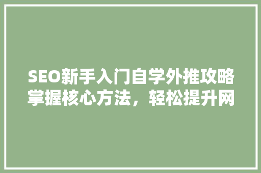 SEO新手入门自学外推攻略掌握核心方法，轻松提升网站排名