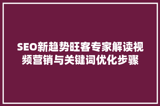 SEO新趋势旺客专家解读视频营销与关键词优化步骤
