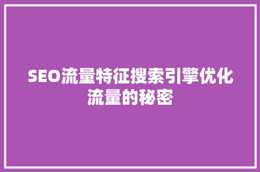 SEO流量特征搜索引擎优化流量的秘密