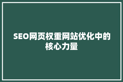 SEO网页权重网站优化中的核心力量