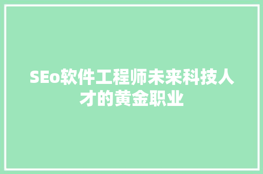 SEo软件工程师未来科技人才的黄金职业