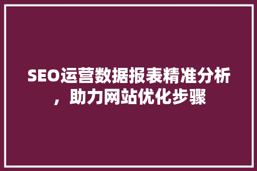 SEO运营数据报表精准分析，助力网站优化步骤