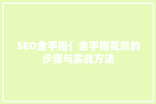 SEO金手指亻金手指花总的步骤与实战方法