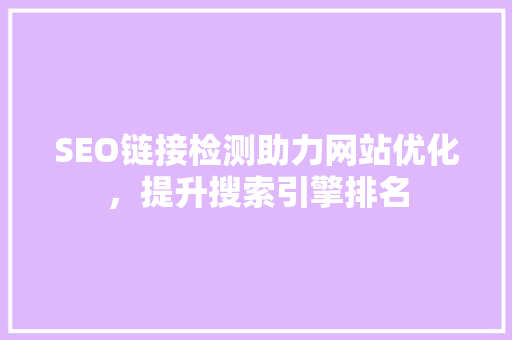 SEO链接检测助力网站优化，提升搜索引擎排名