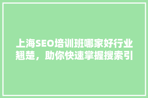 上海SEO培训班哪家好行业翘楚，助你快速掌握搜索引擎优化方法