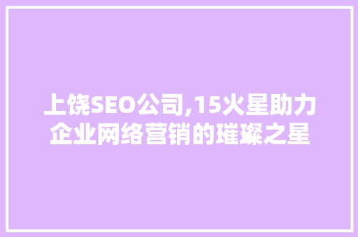 上饶SEO公司,15火星助力企业网络营销的璀璨之星