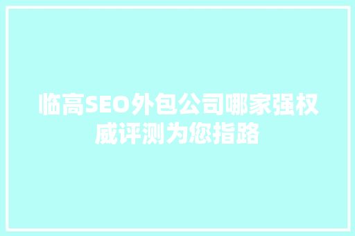 临高SEO外包公司哪家强权威评测为您指路