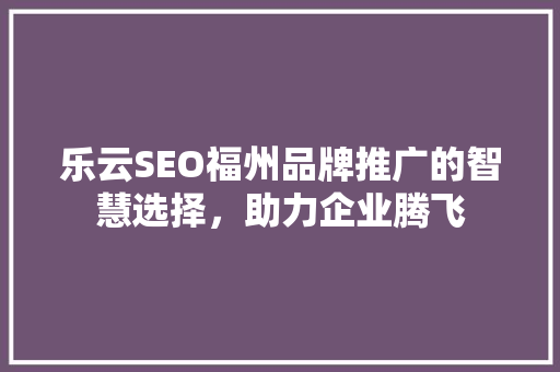 乐云SEO福州品牌推广的智慧选择，助力企业腾飞