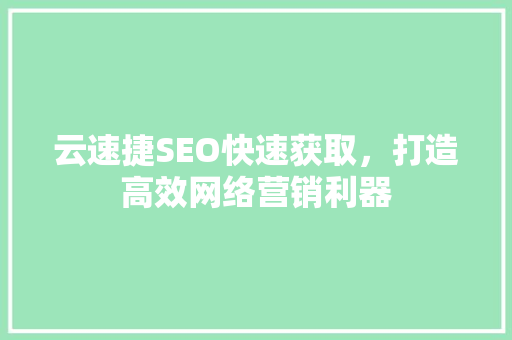 云速捷SEO快速获取，打造高效网络营销利器