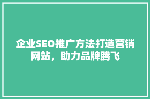 企业SEO推广方法打造营销网站，助力品牌腾飞