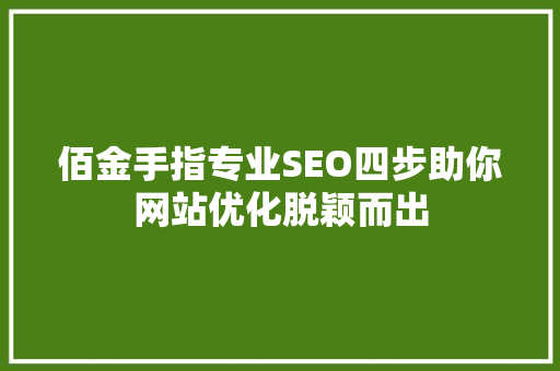 佰金手指专业SEO四步助你网站优化脱颖而出