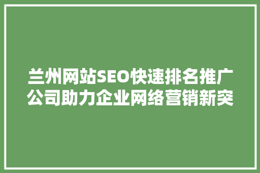 兰州网站SEO快速排名推广公司助力企业网络营销新突破