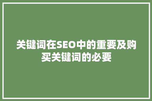 关键词在SEO中的重要及购买关键词的必要