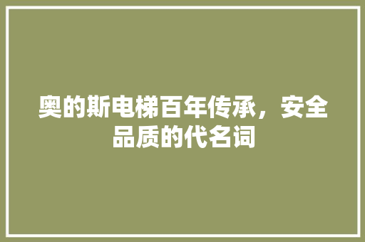 奥的斯电梯百年传承，安全品质的代名词