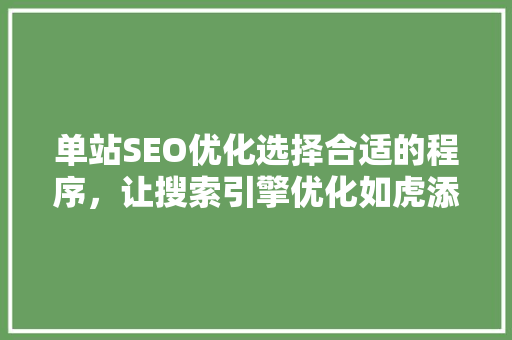 单站SEO优化选择合适的程序，让搜索引擎优化如虎添翼