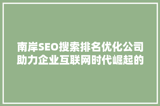 南岸SEO搜索排名优化公司助力企业互联网时代崛起的秘密武器