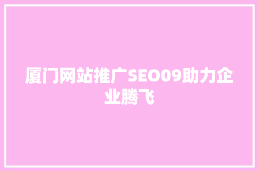 厦门网站推广SEO09助力企业腾飞