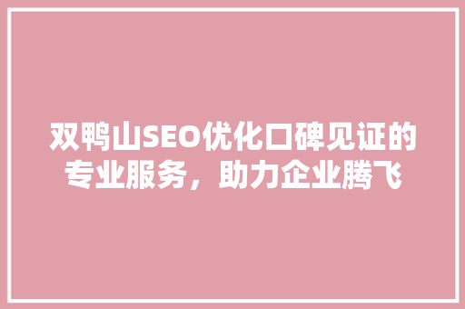 双鸭山SEO优化口碑见证的专业服务，助力企业腾飞